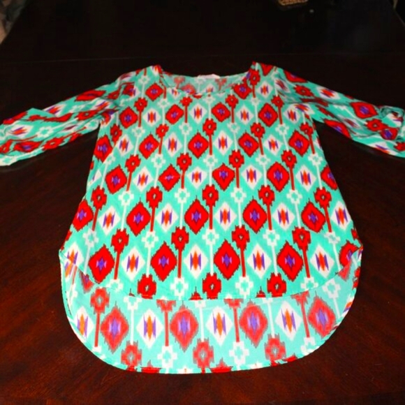 Peach Love Boho Print 3/4 Sleeve Blouse - Size M, Artsy & Vibrant - Picture 1 of 7